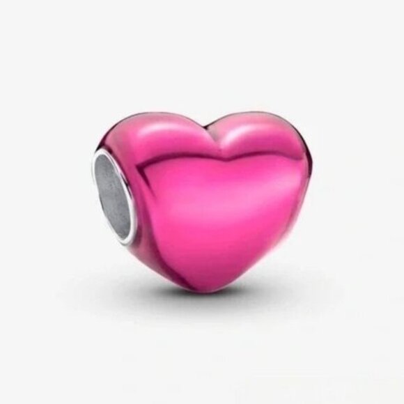 New Pandora Metallic Pink Heart Charm - Picture 1 of 4